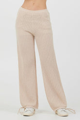 Vintage Havana All Bottoms | Women Bali Beige Open Crochet Tie Pants Bali Beige