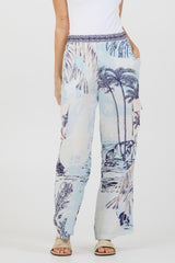 Vintage Havana All Bottoms | Women Blue & Pink Scenic Print Placement Pants Blue