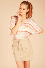 Vintage Havana All Bottoms | Women Cargo Mini Skirt Sand Linen