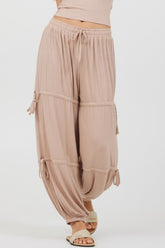 Vintage Havana All Bottoms | Women Nude Wide Rib Loose Fit Tie Pants Nude