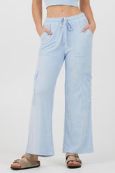 Vintage Havana All Bottoms | Women Powder Blue Cord Terry Cargo Pants Powder Blue
