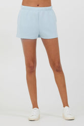 Vintage Havana All Bottoms | Women Sailboat Blue Cloud Fleece Shorts Sailboat Blue
