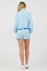 Vintage Havana All Bottoms | Women Sailboat Blue Cloud Fleece Shorts Sailboat Blue