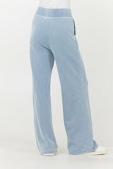 Vintage Havana All Bottoms | Women Washed Denim Terry Fleece Pant Washed Denim
