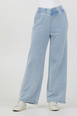 Vintage Havana All Bottoms | Women Washed Denim Terry Fleece Pant Washed Denim