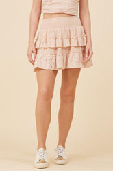 Vintage Havana All Bottoms | Women Washed Nude Gauze Eyelet Embroidered Skirt Washed Nude