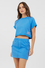Vintage Havana Casual Tops | Women Azure Blue Fleece Tee W/ Print Azure Blue