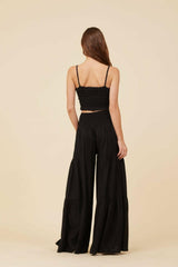 Vintage Havana Casual Tops | Women Black Cotton Voille Front Button Tank Black
