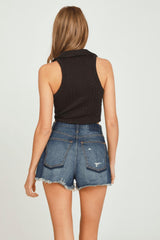 Vintage Havana Casual Tops | Women Black Knit Polo Tank Top Black