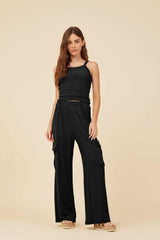 Vintage Havana Casual Tops | Women Black Knit Terry Tank Black