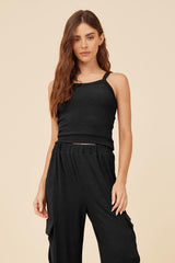 Vintage Havana Casual Tops | Women Black Knit Terry Tank Black