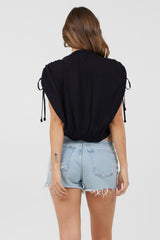 Vintage Havana Casual Tops | Women Black Rayon Crinkle Surplice Top Black