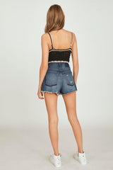 Vintage Havana Casual Tops | Women Black Sweater Crochet Tank Black