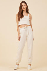 Vintage Havana Casual Tops | Women Coconut White Solid Burnout Fleece Tank Coconut White