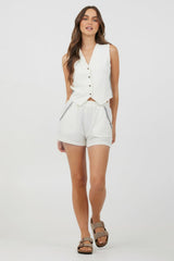 Vintage Havana Casual Tops | Women Cream Heather Grey Texture Knit Vest W/ Contrast Rib Cream Heather Grey