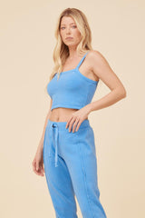 Vintage Havana Casual Tops | Women French Blue Solid Burnout Fleece Tank French Blue