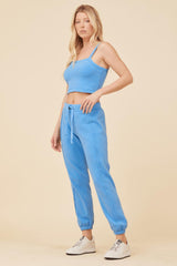 Vintage Havana Casual Tops | Women French Blue Solid Burnout Fleece Tank French Blue