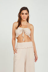 Vintage Havana Casual Tops | Women Mauve Garment Washed Gauze Halter Top Mauve Garment