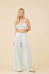 Vintage Havana Casual Tops | Women Mint & White Cabana Stripe Gauze Bandeau Crop Top Mint / White