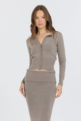 Vintage Havana Casual Tops | Women Stone Grey Slim Fit Knit Button Down Stone Grey
