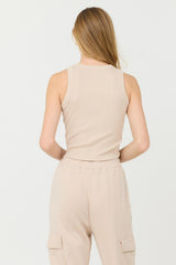 Vintage Havana Casual Tops | Women Vanilla Cream Cashmere Fleece Rib Tank Vanilla Cream