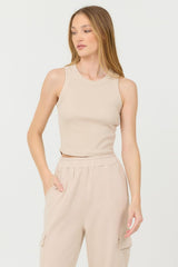 Vintage Havana Casual Tops | Women Vanilla Cream Cashmere Fleece Rib Tank Vanilla Cream