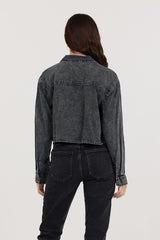 Vintage Havana Casual Tops | Women Washed Black Cropped Pocket Detail Shirt Washed Black