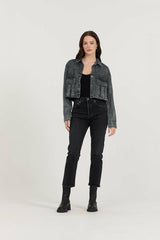 Vintage Havana Casual Tops | Women Washed Black Cropped Pocket Detail Shirt Washed Black