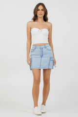 Vintage Havana Casual Tops | Women White Rib Knit Twist Front Tube Top White