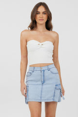 Vintage Havana Casual Tops | Women White Rib Knit Twist Front Tube Top White