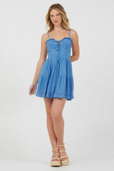 Vintage Havana Dresses | Women Hightide Blue Ruffle Trim Tiered Dress Hightide Blue