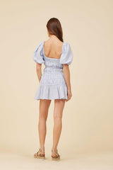 Vintage Havana Dresses | Women Spring Blue Gauze W/ Jersey Combo Dress Spring Blue