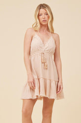 Vintage Havana Dresses | Women Washed Nude Gauze Eyelet Embroidered Dress Washed Nude