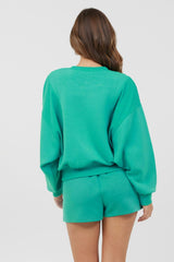 Vintage Havana Hoodies | Women Caribbean Turquoise Cloud Fleece Crewneck Caribbean Turquoise