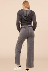 Vintage Havana Hoodies | Women Heather Charcoal Lightweight Fleece Surplice Hoodie Grey