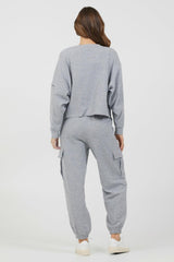 Vintage Havana Hoodies | Women Heather Grey Bounded Textured Jersey Utility Crewneck Heather Grey