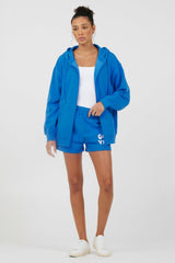 Vintage Havana Hoodies | Women Royal Blue W/ Pink Puff Zip Up Hoodie Royal Blue