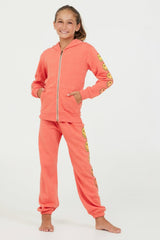 Vintage Havana Hoodies | Women Smiley Sleeve Zip Hoodie