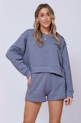 Vintage Havana Hoodies | Women Storm Blue Essential Fleece Crewneck Storm Blue