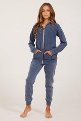 Vintage Havana Hoodies | Women Unisex Burnout Full Zip Hoodie Deep Navy
