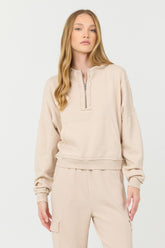 Vintage Havana Hoodies | Women Vanilla Cream Cashmere Fleece Quarter Zip Vanilla Cream