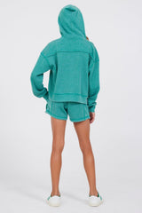Vintage Havana Hoodies | Women Vintage Green Thermal Zip Hoodie Vintage Green