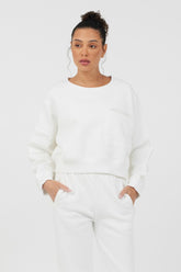 Vintage Havana Hoodies | Women White Essential Fleece Crewneck White