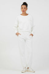 Vintage Havana Hoodies | Women White Essential Fleece Crewneck White