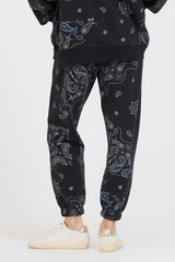 Vintage Havana Joggers | Women Black Bandana Printed Fleece Jogger Black