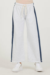 Vintage Havana Kids Bottoms | Women Kids Ash Grey Navy Color Block Oversized Star Wide Leg Pant Ash Grey Navy