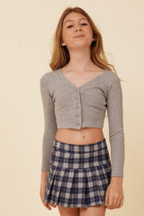 Vintage Havana Kids Tops | Women Classic Grey Ribbed Snap Button Cardigan Classic Grey