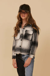 Vintage Havana Kids Tops | Women FLANNEL SHACKET- BLACK Grey