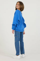 Vintage Havana Kids Tops | Women Kids Cobalt Hi-Lo Off The Shoulder Sweatshirt Cobalt