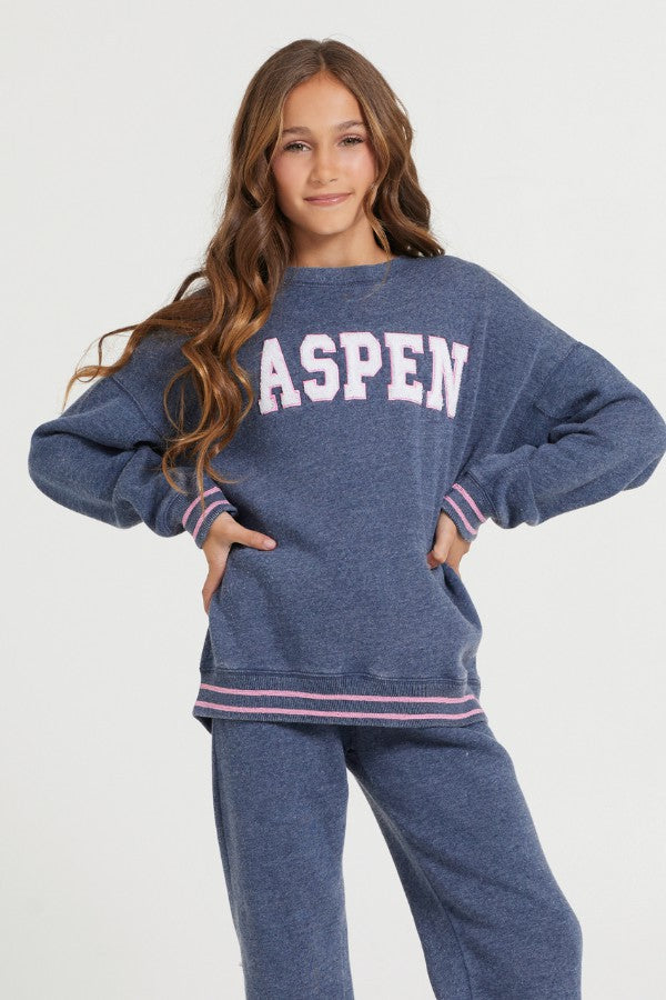 Vintage Havana Kids Tops | Women Kids Navy Aspen Patch Crew Navy